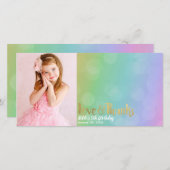 レインボー誕生日フォトラブ&感謝していサンクタイズ サンキューカード (正面/裏面)