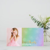 レインボー誕生日フォトラブ&感謝していサンクタイズ サンキューカード (スタンド正面)