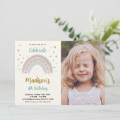 レインボー誕生日招待状と写真 招待状 (スタンド正面)