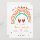 レインボー誕生日招待状ウォーターカラーレインボー 招待状 (正面/裏面)