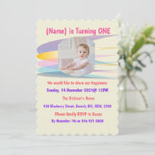 レインボー誕生日招待状カード 招待状 (スタンド正面)