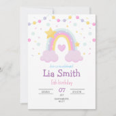 レインボー誕生日招待状ガールズボホレインボー 招待状 (正面)