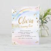 レインボー誕生日招待状パステルカラフルマジカル 招待状 (スタンド正面)