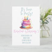 レインボー誕生日招待状 招待状 (スタンド正面)