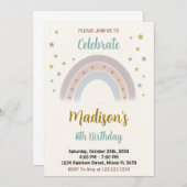 レインボー誕生日招待状 招待状 (正面/裏面)