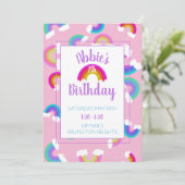 レインボー誕生日招待状 招待状 (スタンド正面)