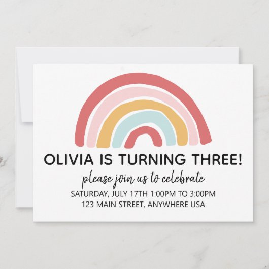 レインボー誕生日招待状 招待状 (正面)