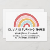 レインボー誕生日招待状 招待状 (正面/裏面)