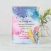 レインボー誕生日招待状 招待状 (スタンド正面)