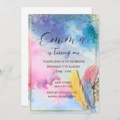 レインボー誕生日招待状 招待状 (正面/裏面)