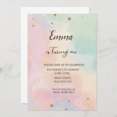 レインボー誕生日招待状 招待状 (正面/裏面)