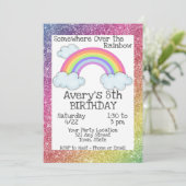 レインボー誕生日招待状 招待状 (スタンド正面)