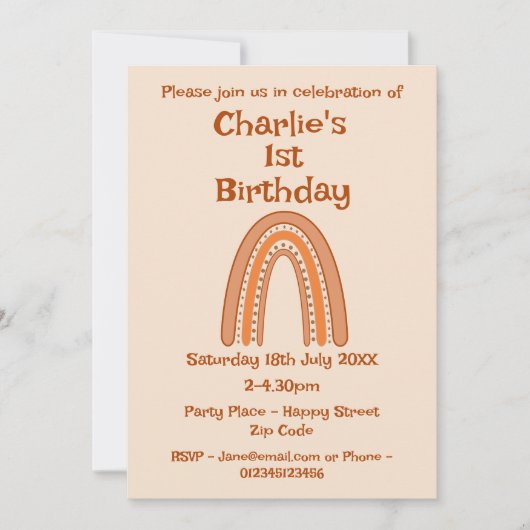 レインボー誕生日時代 招待状 (正面)