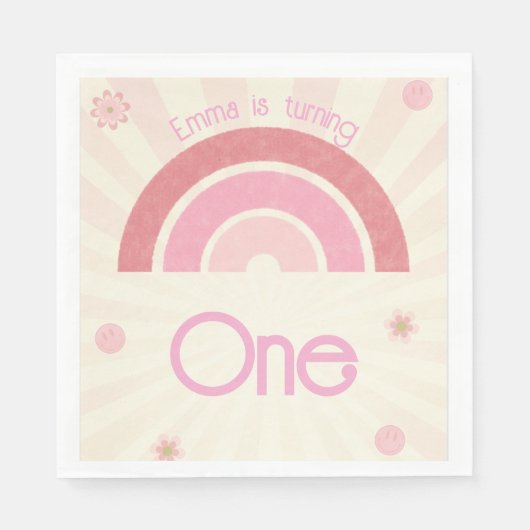 レインボー誕生日 スタンダードランチョンナプキン (正面)