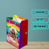 レインボー誕生日 ミディアムペーパーバッグ