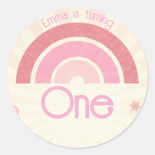 レインボー誕生日 ラウンドシール (正面)