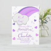 レインボー誕生日、レインボーパーティー、パープルレインボー 招待状 (スタンド正面)