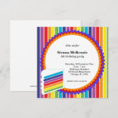 レインボー誕生日 招待状 (正面/裏面)