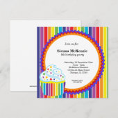 レインボー誕生日 招待状 (正面/裏面)