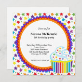 レインボー誕生日 招待状 (正面/裏面)