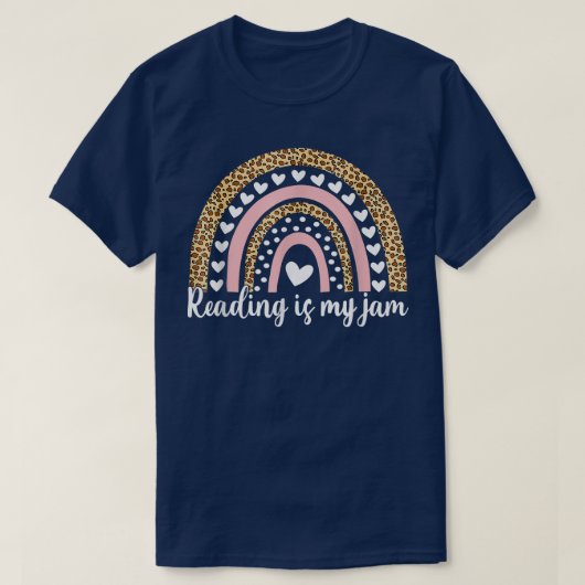 レインボー読ズは私のジャム読先生おもしろい本 Tシャツ (デザイン正面)
