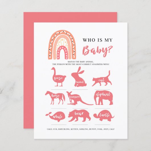 レインボー誰が私のベビー、ベビーシャワーゲーム (正面/裏面)