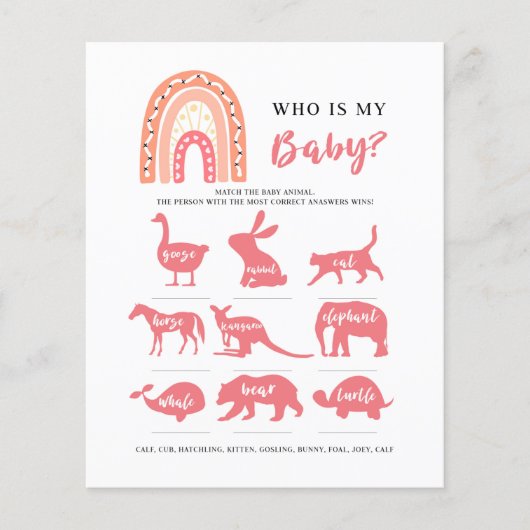 レインボー誰が私のベビー、ベビーシャワーゲーム (正面)