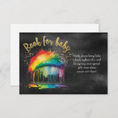 レインボー赤ちゃんシャワーシャルボードブックベビーカード 招待状 (正面/裏面)