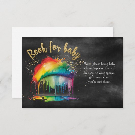 レインボー赤ちゃんシャワーシャルボードブックベビーカード 招待状 (正面/裏面)