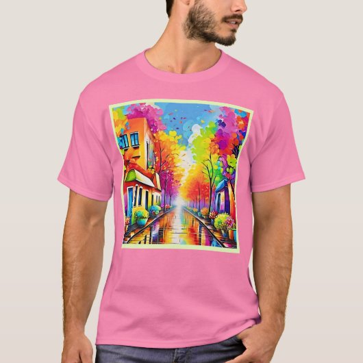レインボー通り:ヴィヴィヴィッドタウン Tシャツ (正面)