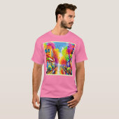レインボー通り:ヴィヴィヴィッドタウン Tシャツ (正面フル)