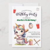 レインボー遊ユニコーン野球第7誕生日 招待状 (正面)