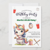 レインボー遊ユニコーン野球第9誕生日 招待状 (正面)