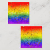 レインボー金ゴールドスターズスパークル美しいスタイリストメイクアップ スクエア名刺 (正面/裏面)