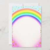 レインボー金ゴールドスパークルファンタジー誕生日パーティー 招待状 (裏面)