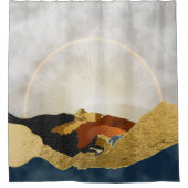 レインボー金ゴールドメタリックマウンテンブライトサンランドスキャップ シャワーカーテン (正面)