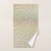 レインボー金ゴールド上の金ゴールドグリッターのヒョウの皮 バスタオルセット (ハンドタオル)