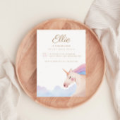 レインボー金ゴールド水彩ユニコーンバースデーパーティー | I 招待状