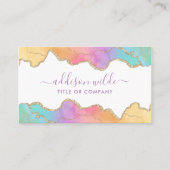 レインボー金ゴールド水色瑪瑙 名刺 (正面)