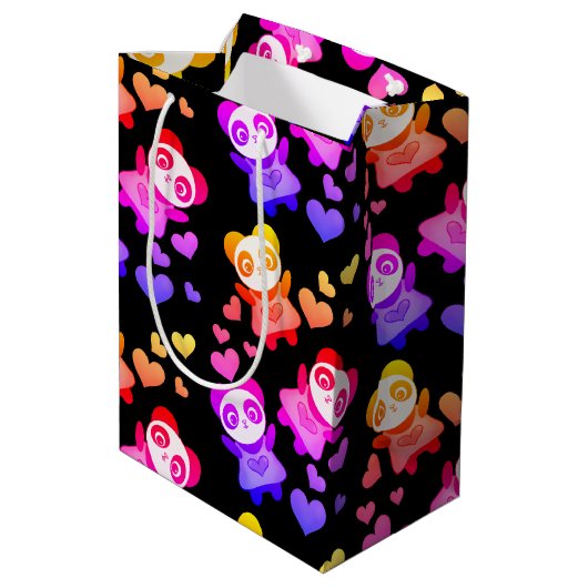 レインボー銀河系キュートパンダラブハート ミディアムペーパーバッグ (裏面アングル)