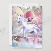 レインボー銀河系パグ宇宙でユニコーンに乗る。 招待状 (裏面)