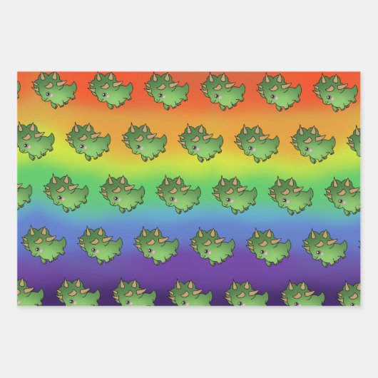 レインボー銀河系星付き恐竜 ラッピングペーパーシート (正面2)