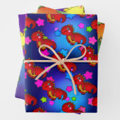 レインボー銀河系星付き恐竜 ラッピングペーパーシート (インサイチュ)