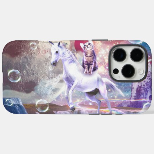 レインボー銀河系猫ユニコーンに乗る宇宙。 Case-Mate iPhoneケース (裏面 (横))