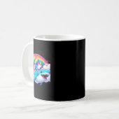 レインボー銀河系猫乗りシャーク宇宙猫 コーヒーマグカップ (正面左)