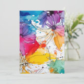 レインボー開花ウォーターカラーフローラ招待状 招待状 (スタンド正面)