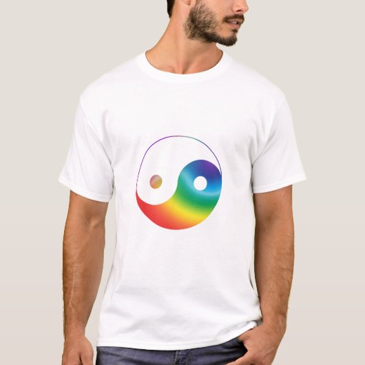 レインボー陰陽シンボル Tシャツ (正面)