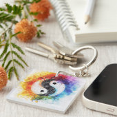 レインボー陰陽デジタルアート キーホルダー (正面右)