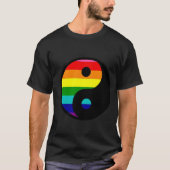 レインボー陰陽LGBTQプライドシンボル Tシャツ (正面)