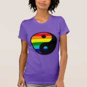 レインボー陰陽LGBTQプライドシンボル Tシャツ (正面)